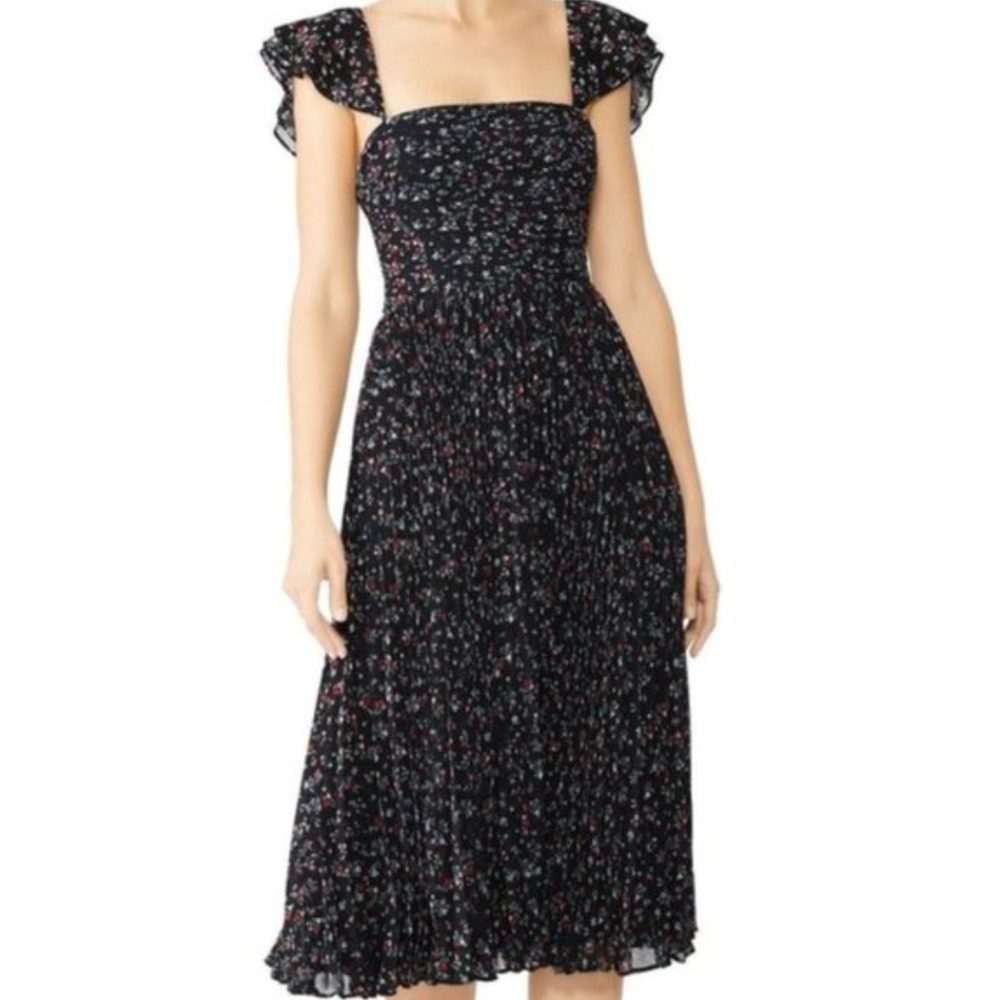 Fame and Partners Black Floral Midi Dress